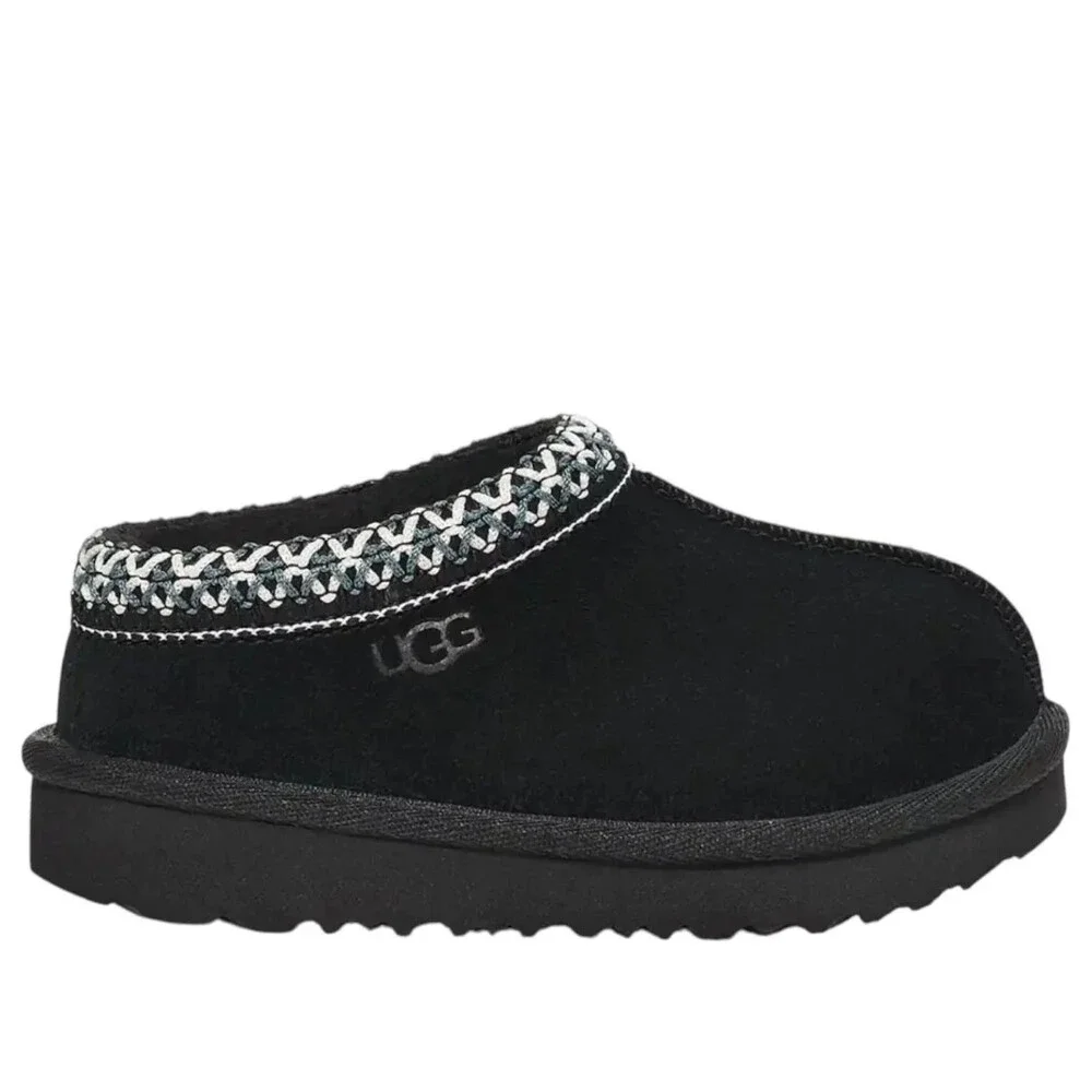 UGG Tasman II 1019066T-BLK Slippers Toddler Black Suede Slip-On Shoes RHS7963
